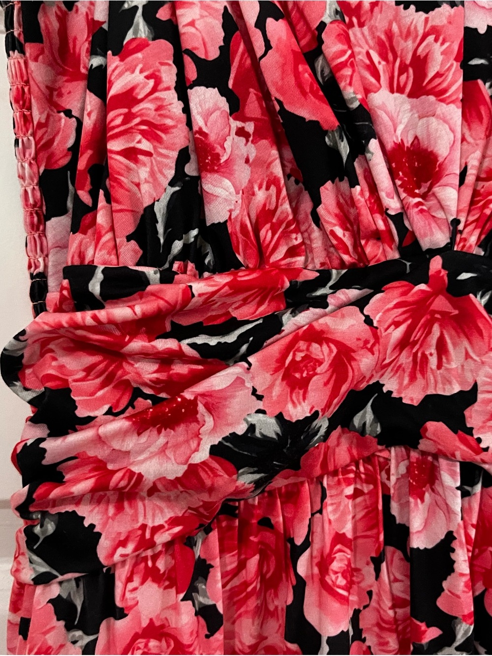 Grace Karin Coral Pink Floral V-Neck Midi Dress - Picture 8 of 13